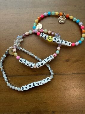 Little Words Project Bracelet Set of 3 ~ Be Happy ~ Keep Going ~ Strength